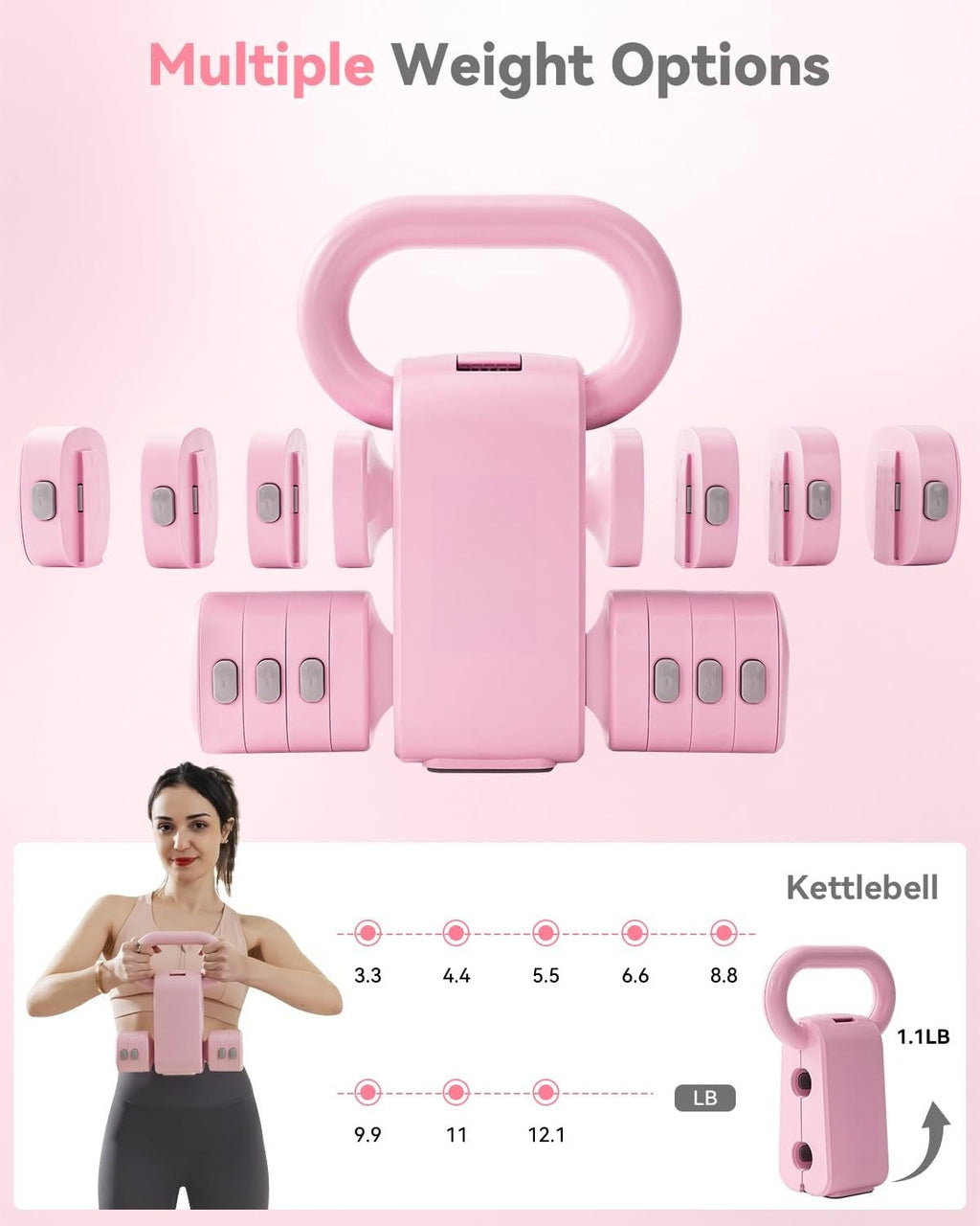 2‑in‑1 Adjustable Kettlebell Dumbbell Set