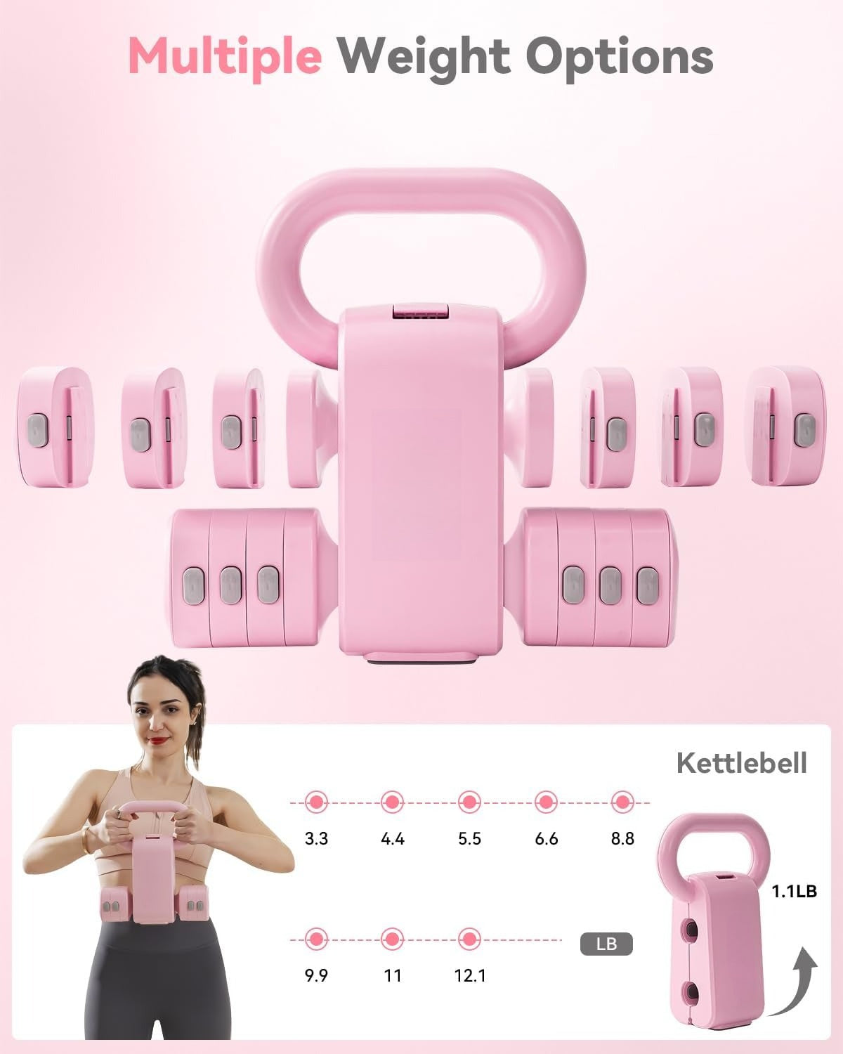 2‑in‑1 Adjustable Kettlebell Dumbbell Set