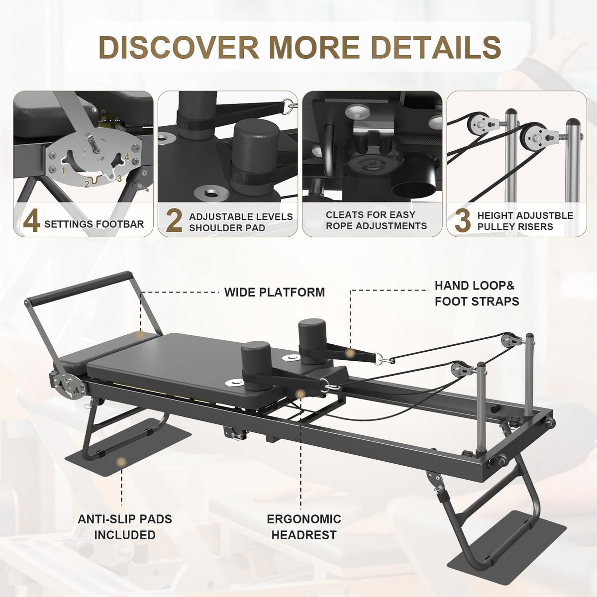 Foldable Home Pilates Reformer Machine
