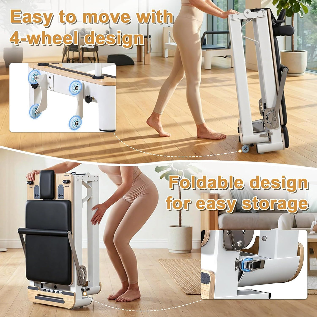 Foldable Aluminum Pilates Reformer Machine