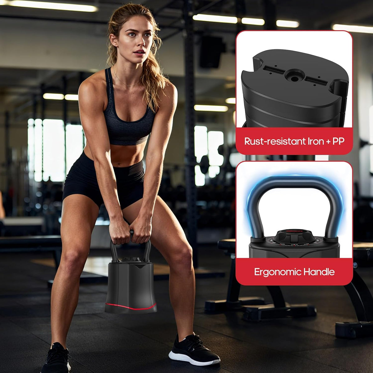 6‑in‑1 Quick‑Change Adjustable Kettlebell Set