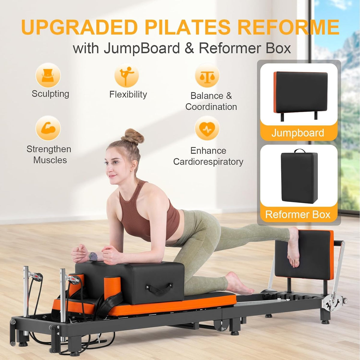 Foldable Pilates Reformer Machine Kit