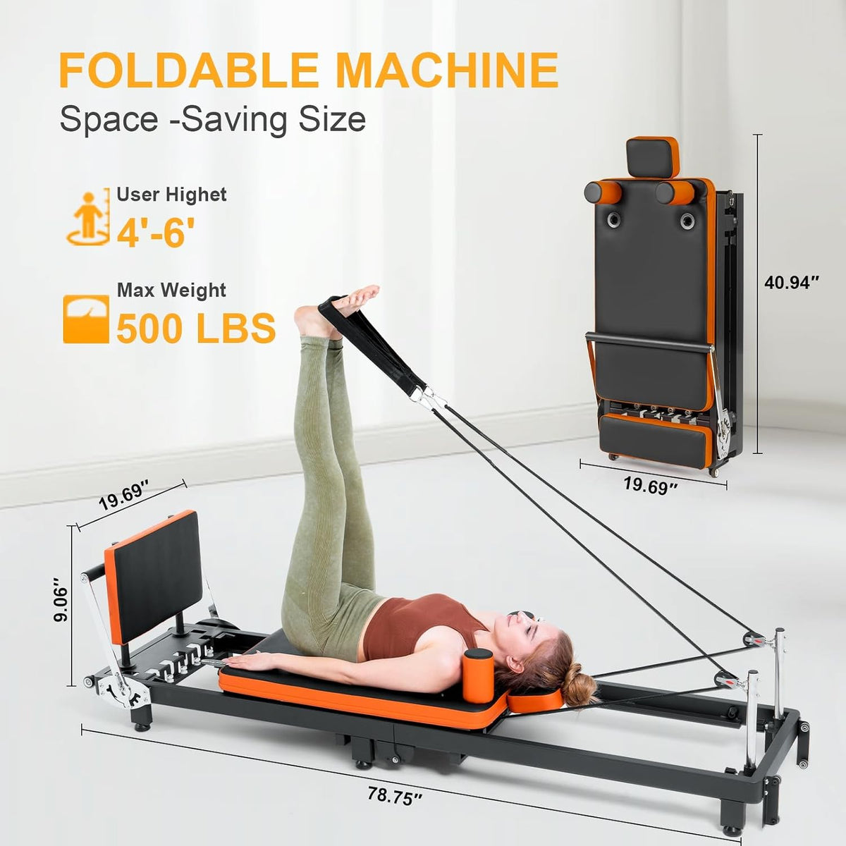 Foldable Pilates Reformer Machine Kit