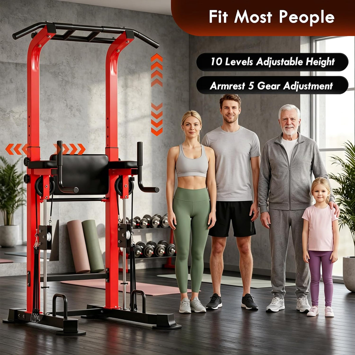 2‑in‑1 Adjustable Multi‑Function Power Tower