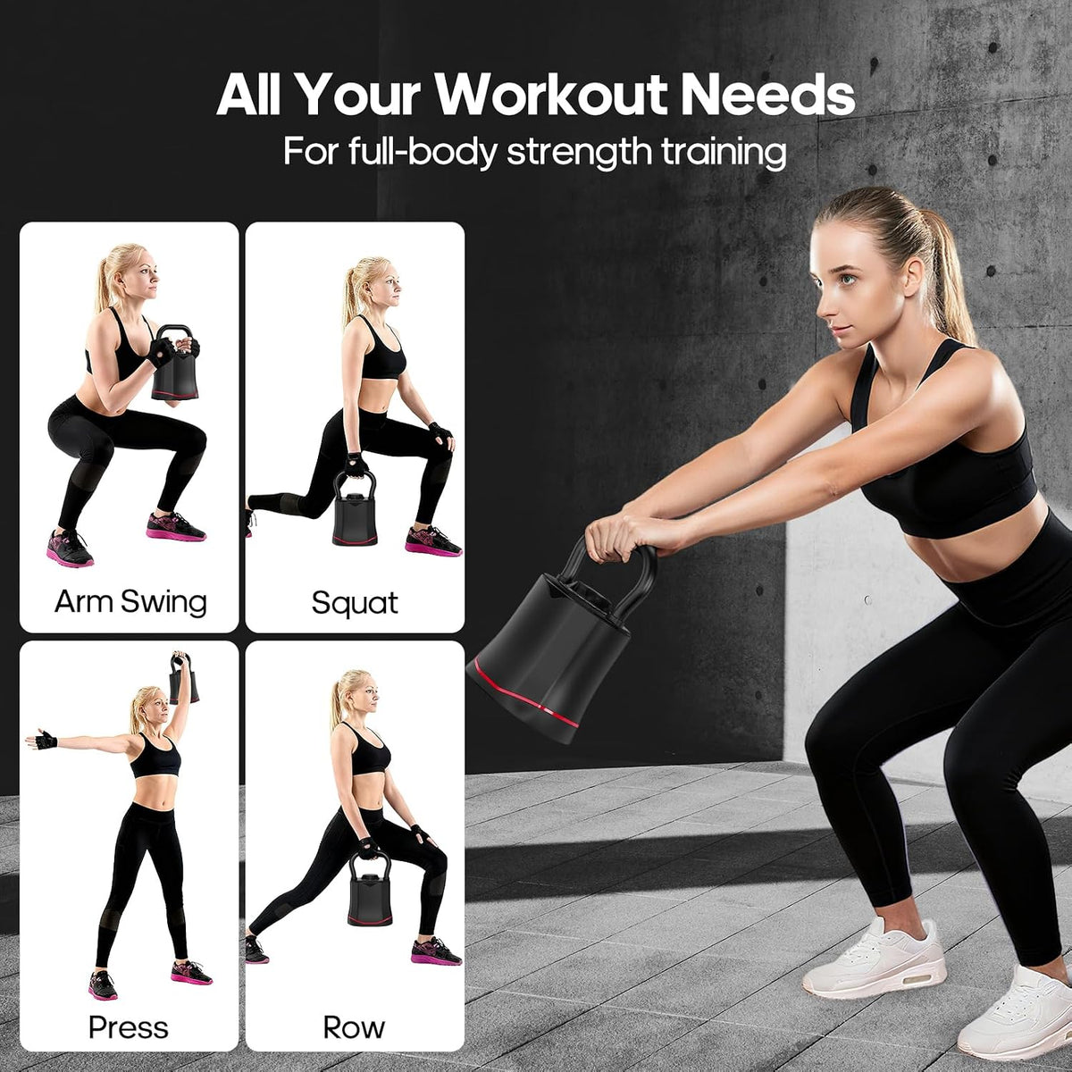 6‑in‑1 Quick‑Switch Adjustable Kettlebell Set