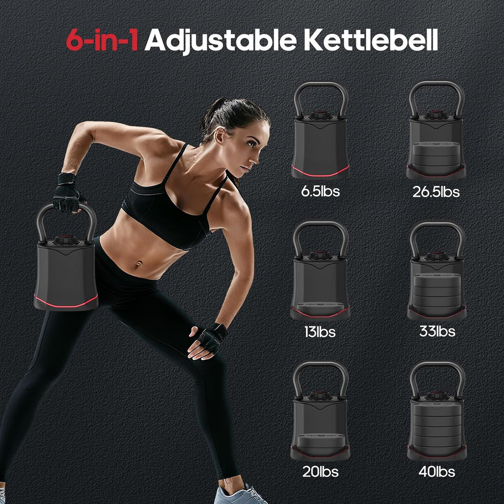 6‑in‑1 Quick‑Change Adjustable Kettlebell Set
