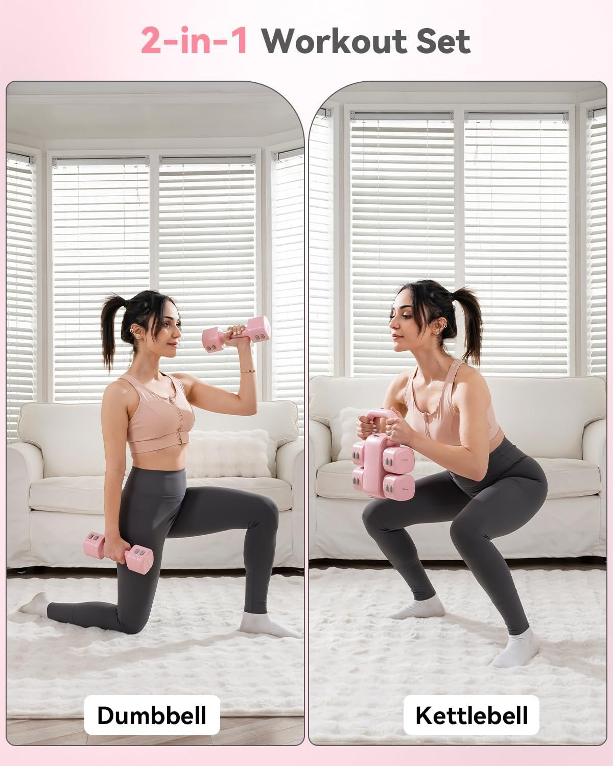 2‑in‑1 Adjustable Kettlebell Dumbbell Set