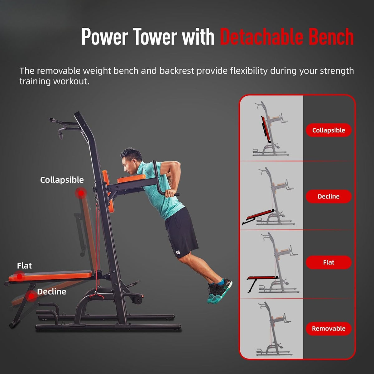 Multifunction Power Tower with Bench