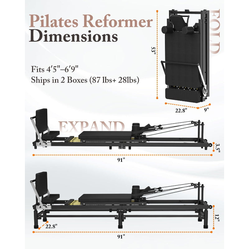 Adjustable Foldable Pilates Reformer Machine