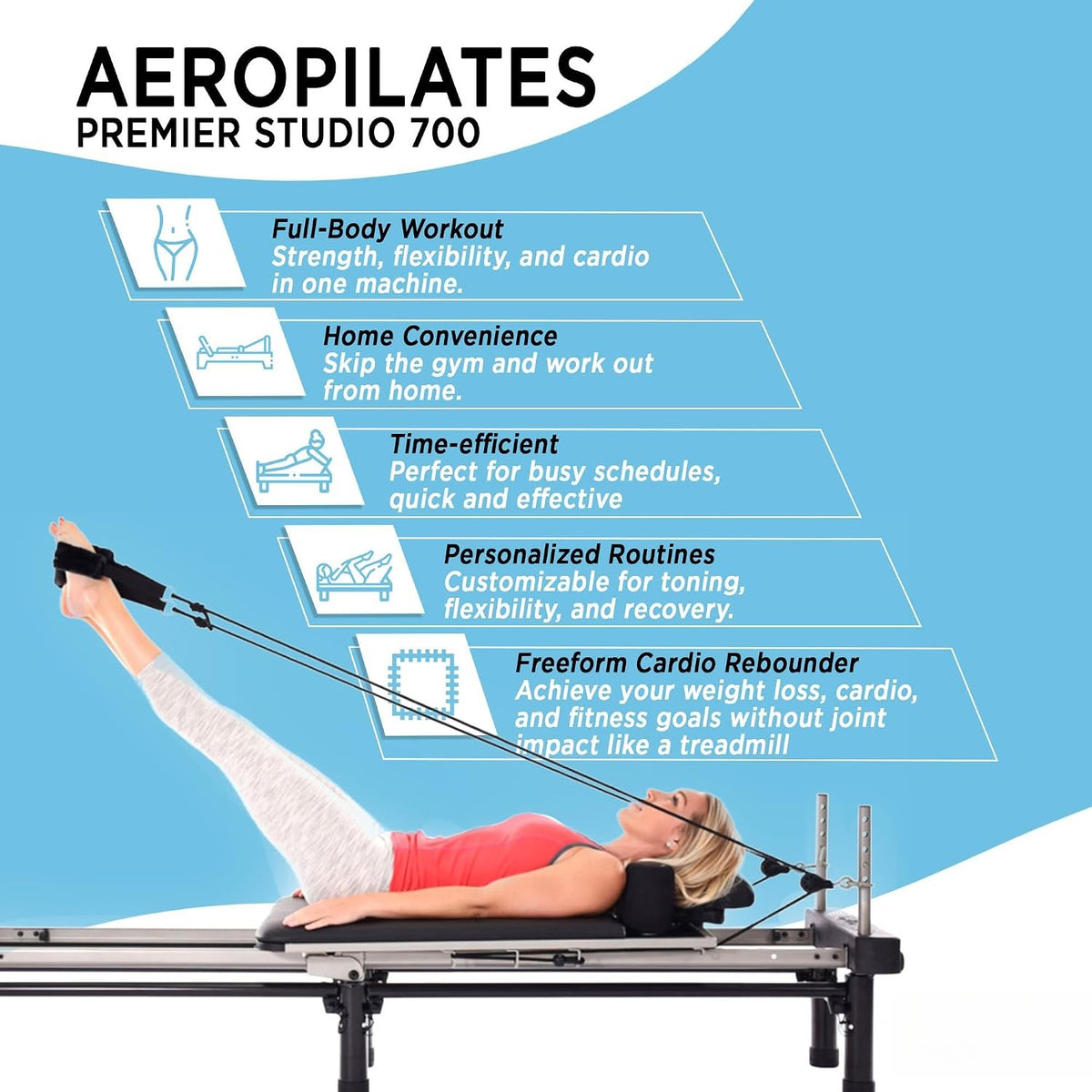 Compact Foldable Pilates Reformer Machine