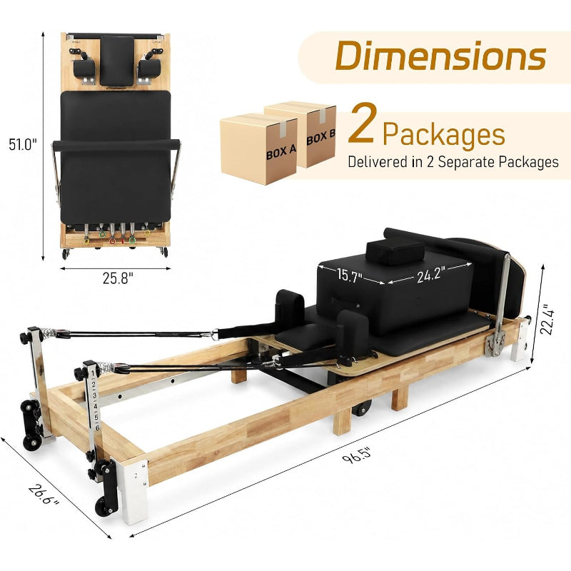 Wooden Foldable Pilates Reformer Machine